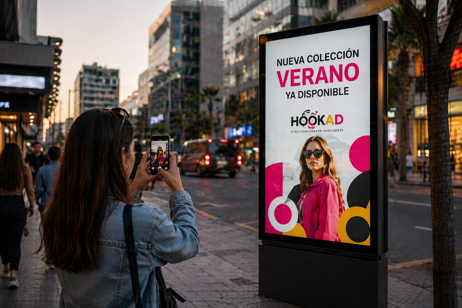 Marca interactuando con publicidad urbana HookAd